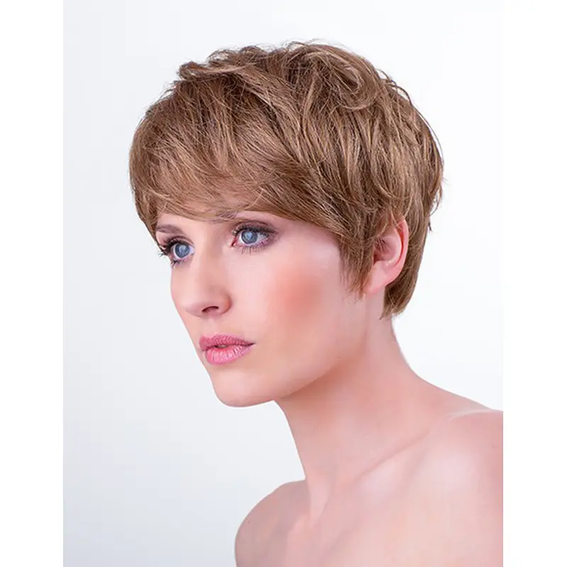 Straight Auburn Boycuts 6" Monofilament Synthetic Short Hairstyles