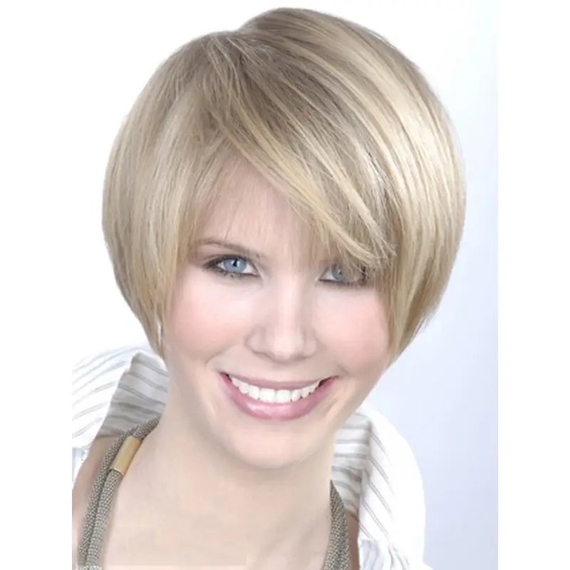 Young Fashion Platinum Blonde Ear Length Short Wigs For Women