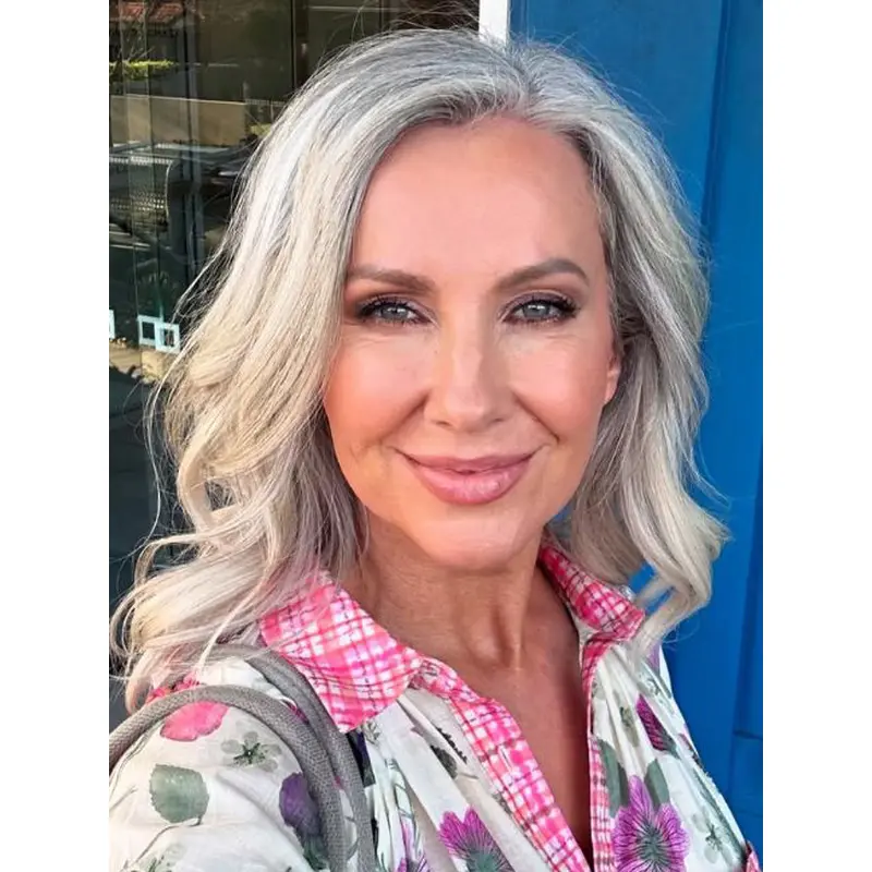 Lady Grey Wigs Layered Monofilament Synthetic Wavy Wigs