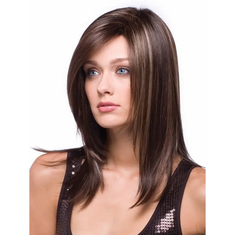 Sleek Brown Straight Wigs For Cancer