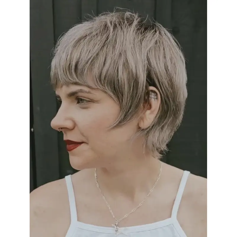 Grey Human Hair Wigs Women 6" Short Straight Monofilament Wigs