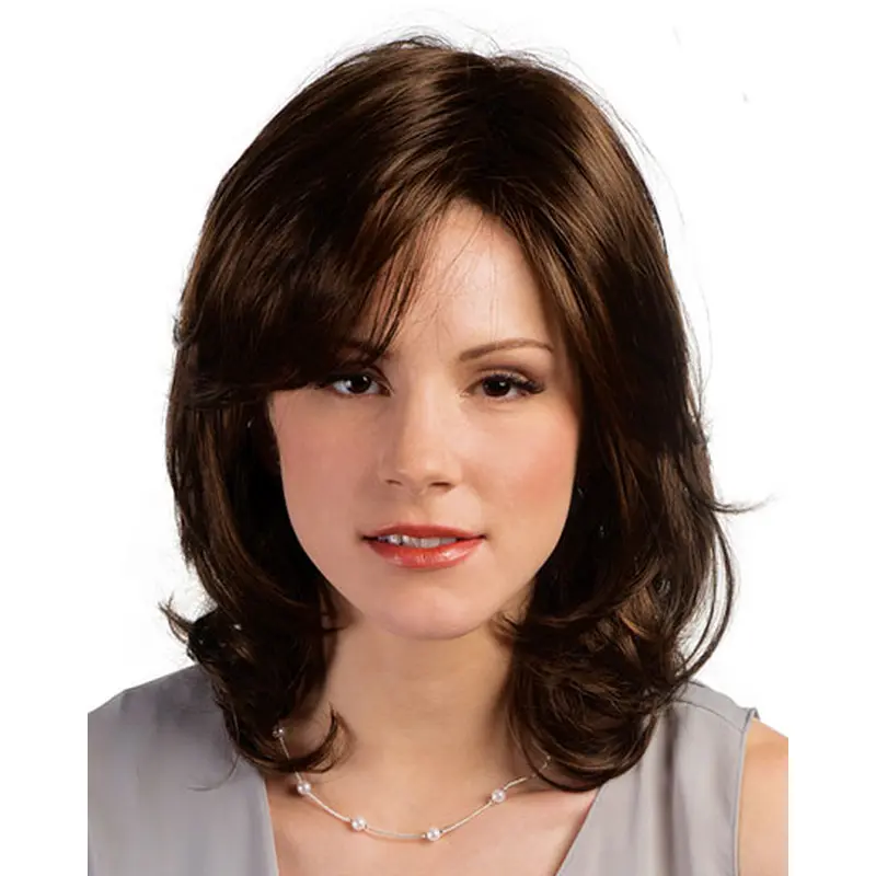 Stylish Brown Curly Shoulder Length Synthetic Wigs