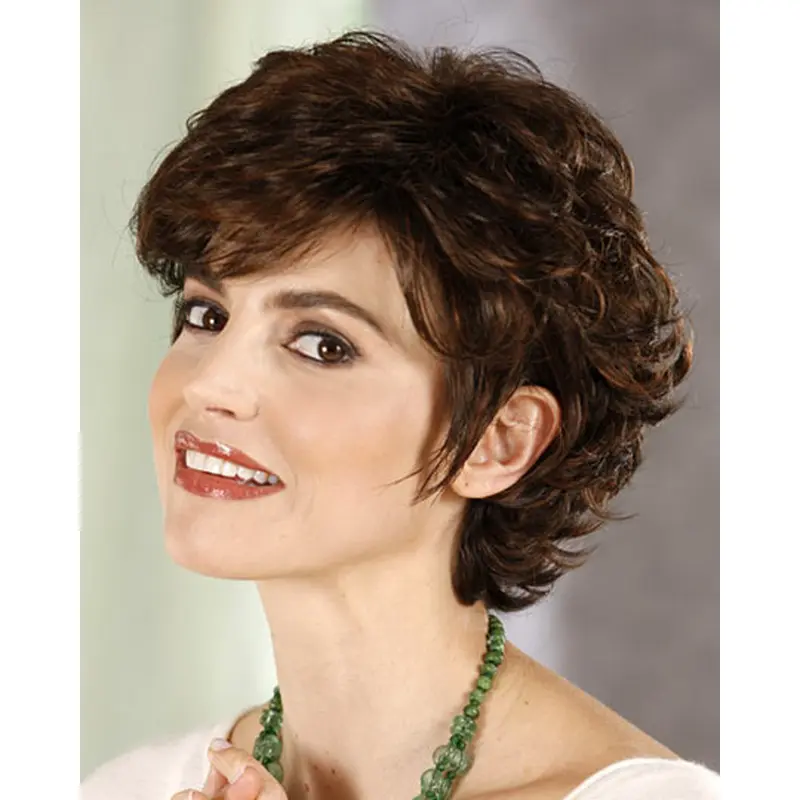 Brown Preferential Layered Curly Short Wigs