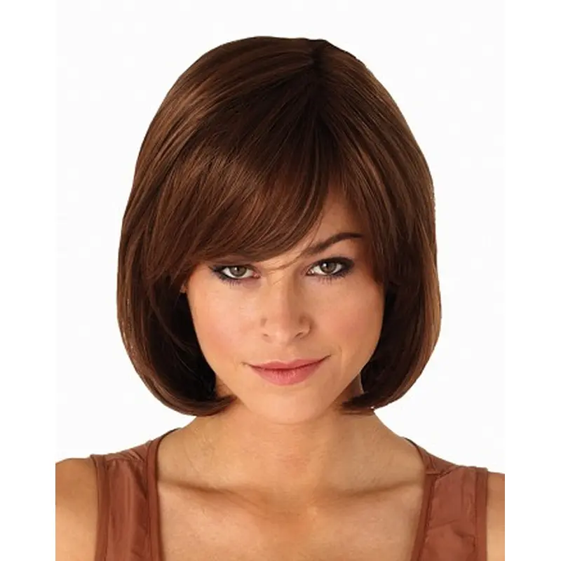 Comfortable Auburn Straight Chin Length Synthetic Wigs
