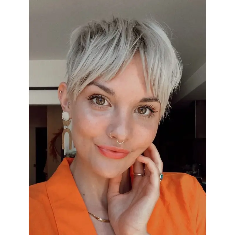 Ladies Short Wig Straight Blonde Synthetic Wig For Everyday Use Party