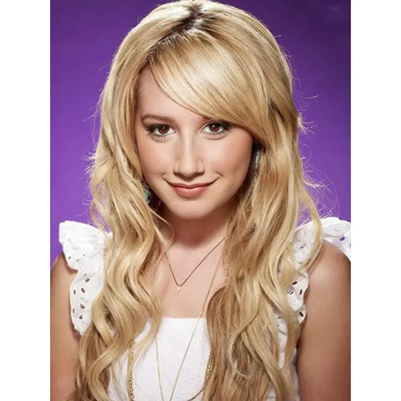 Stylish Blonde Wavy Long Human Hair Lace Front Wigs