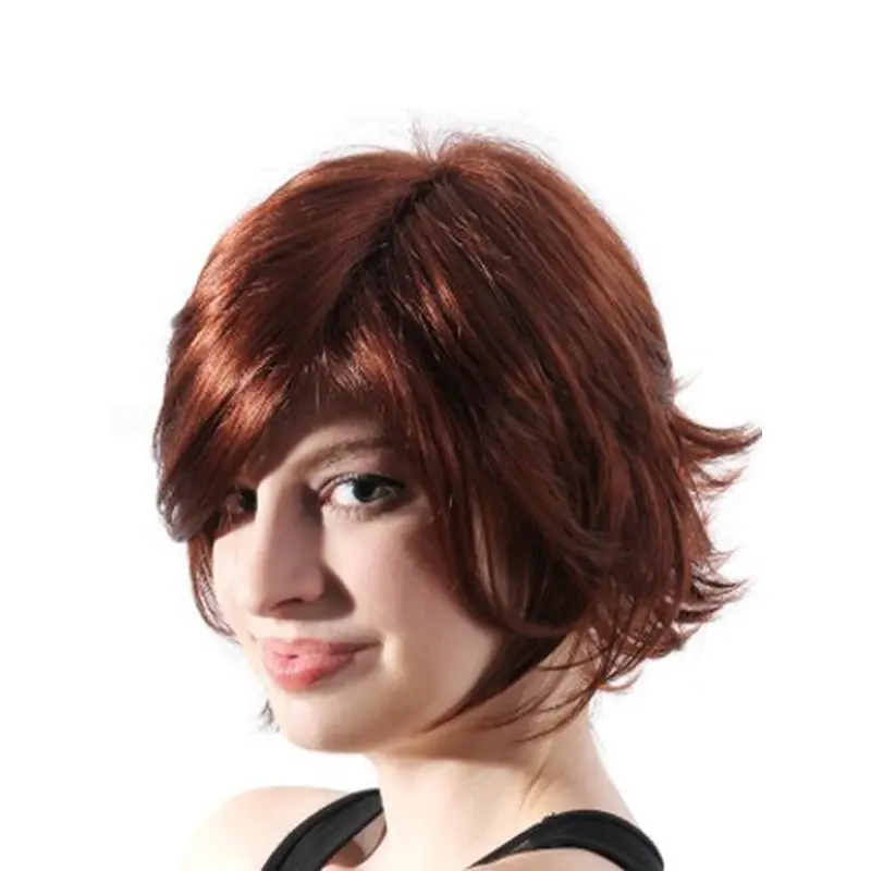 Beautiful Auburn Wavy Chin Length Synthetic Wigs