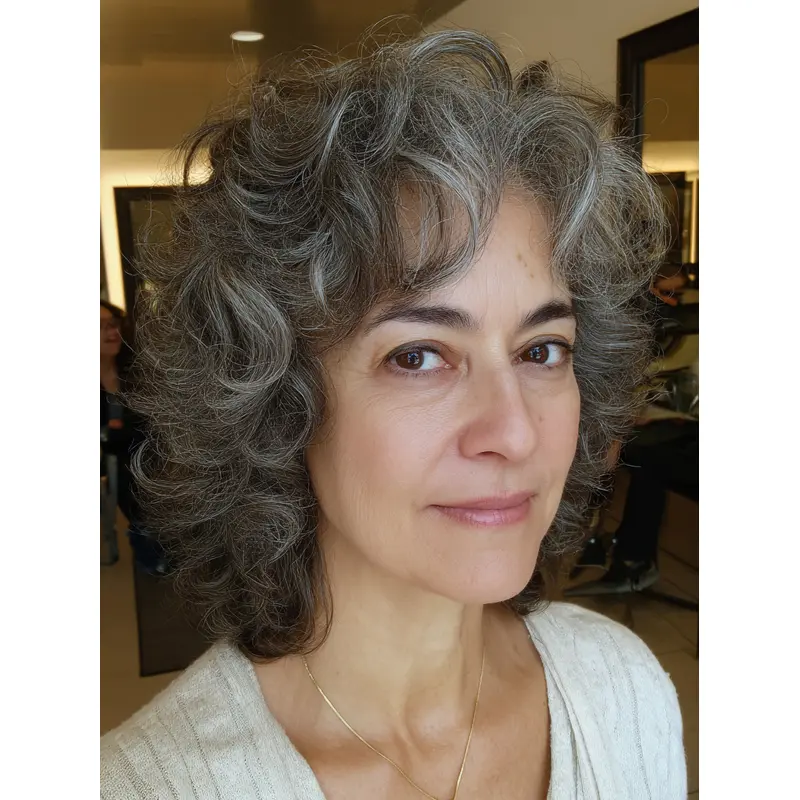 Grey Medium Length Wigs 12" Curly Layered Synthetic Wigs