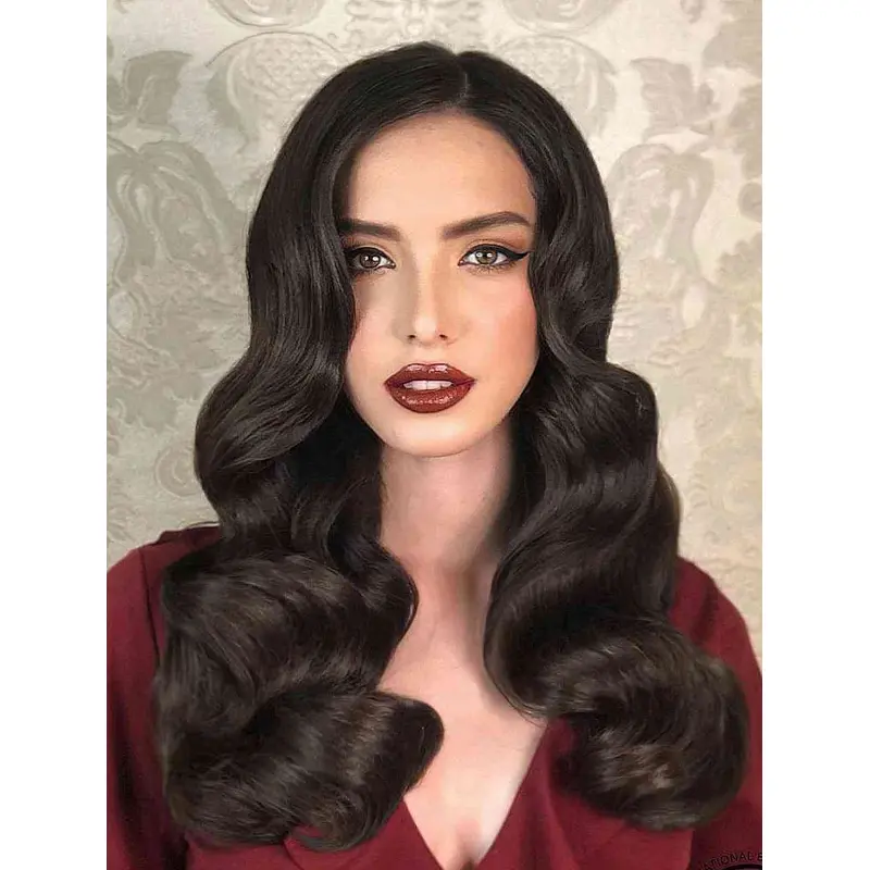 Long Black Wig Without Bangs Synthetic Wig Face-Framing Wigs Long Curly Wigs