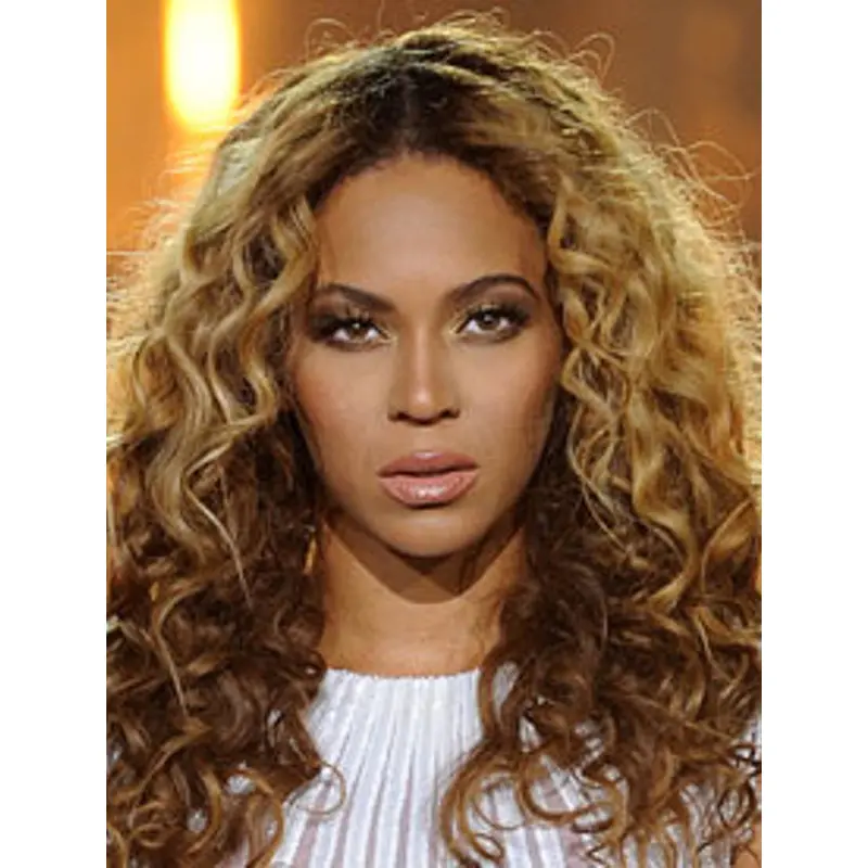 New Design Long Curly Blonde Without Bangs Beyonce Inspired Wigs