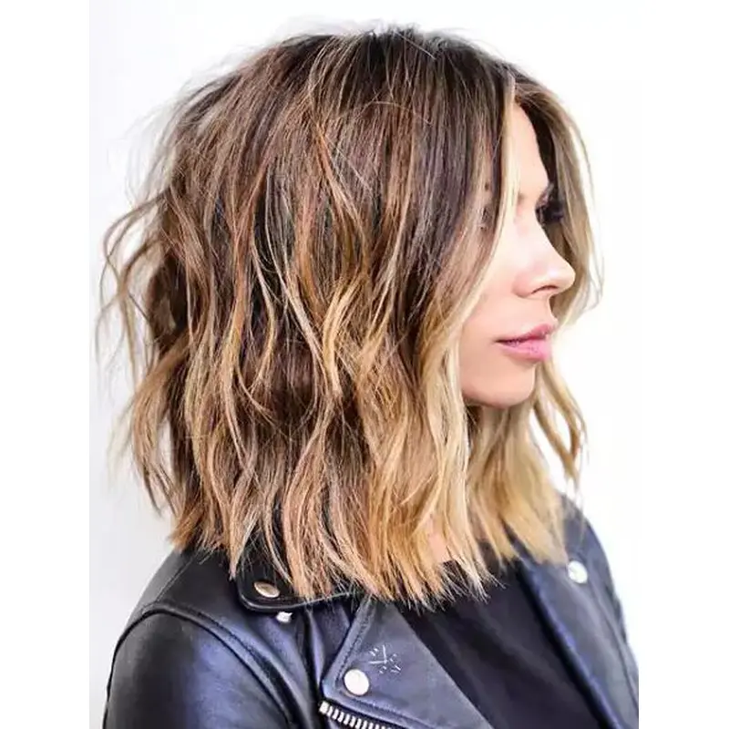 Ombre Lace Wigs 14" Wavy Lace Front Synthetic Modern Textured Lob Wigs