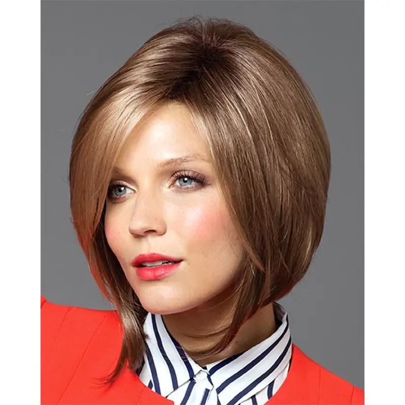 Tempting Brown Straight Chin Length Synthetic Wigs
