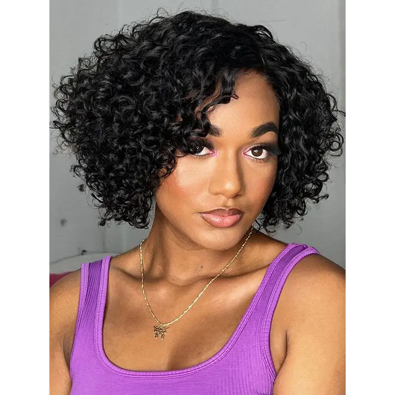 Wigs For African American Remy Human Hair Lace Front 8" Wigs