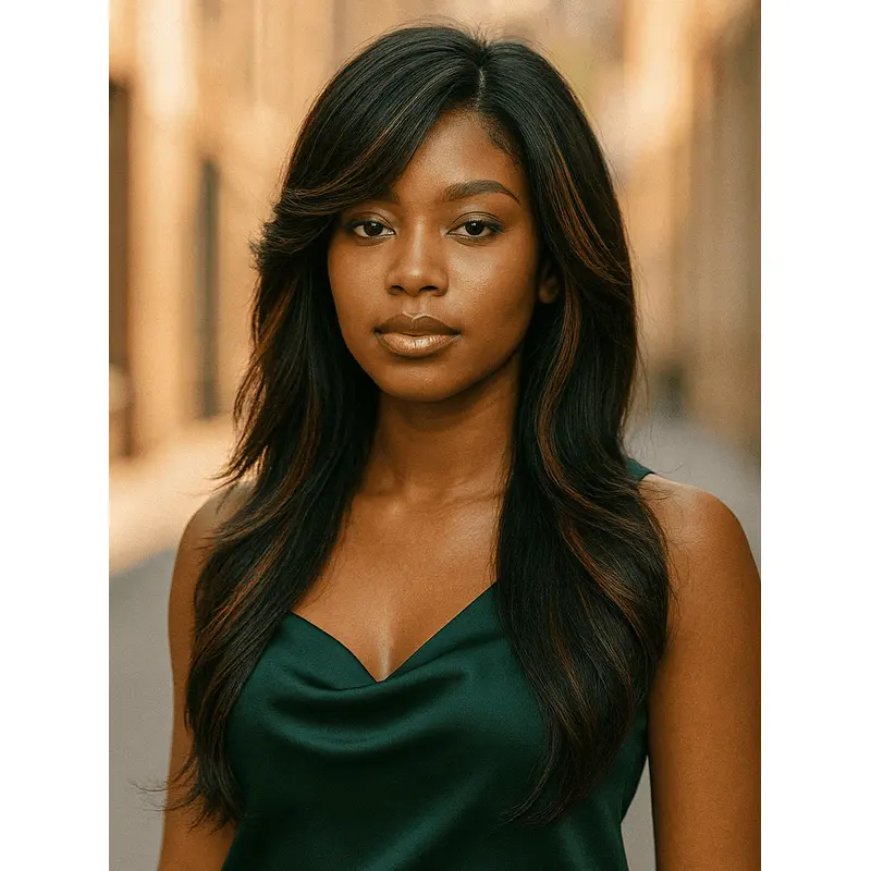 Wigs For African American Women Remy Human Hair 20" Layered Wigs