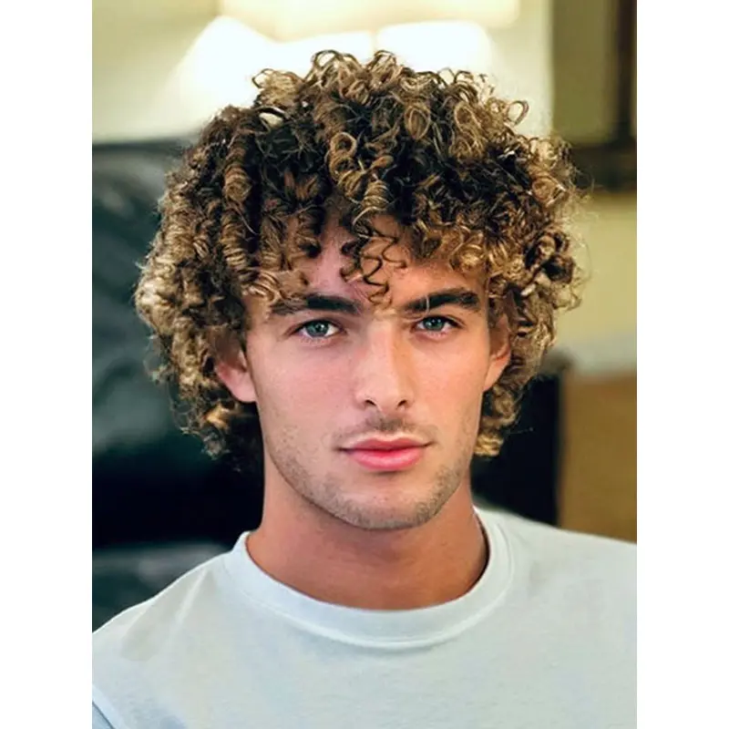 Hair Wig For Men Bobs Ombre Tone Kinky 8" Synthetic Wigs