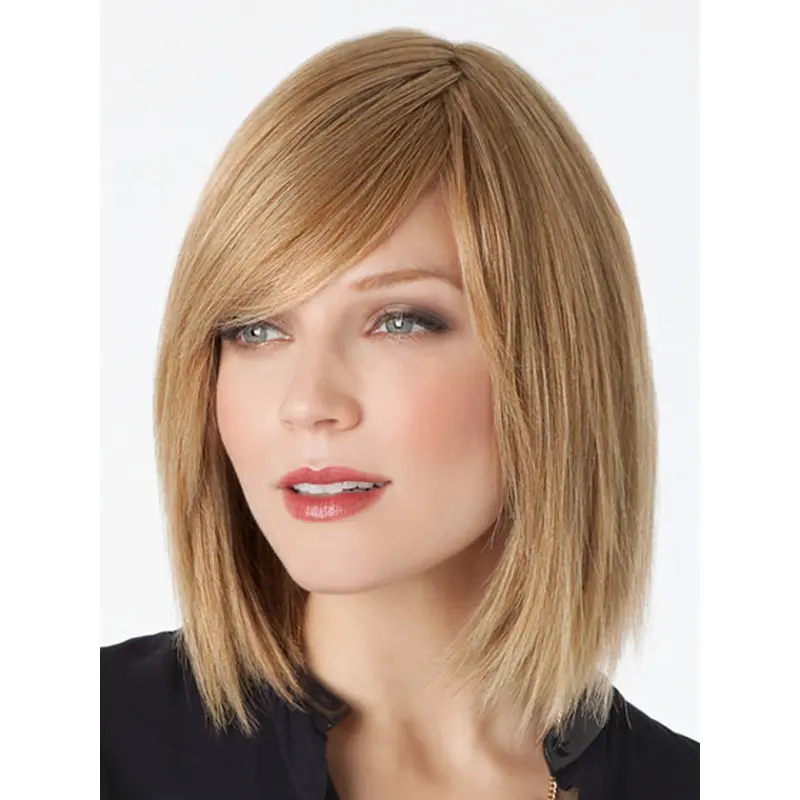 Mature Blonde Lace Front Shoulder Length Remy Human Lace Wigs