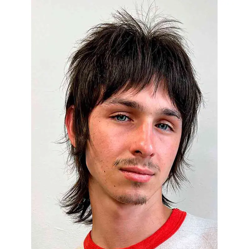 Mens Wigs 12" Wavy Monofilament With Bangs Wigs