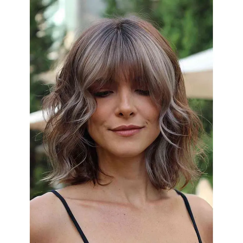 Wigs Shoulder Length Wavy Lace Front Wigs Synthetic Bob Wigs