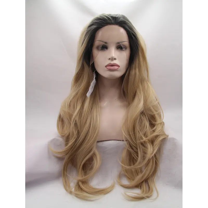 27" Wavy Synthetic Ombre/2 Tone Layered Long Lace Front Wigs