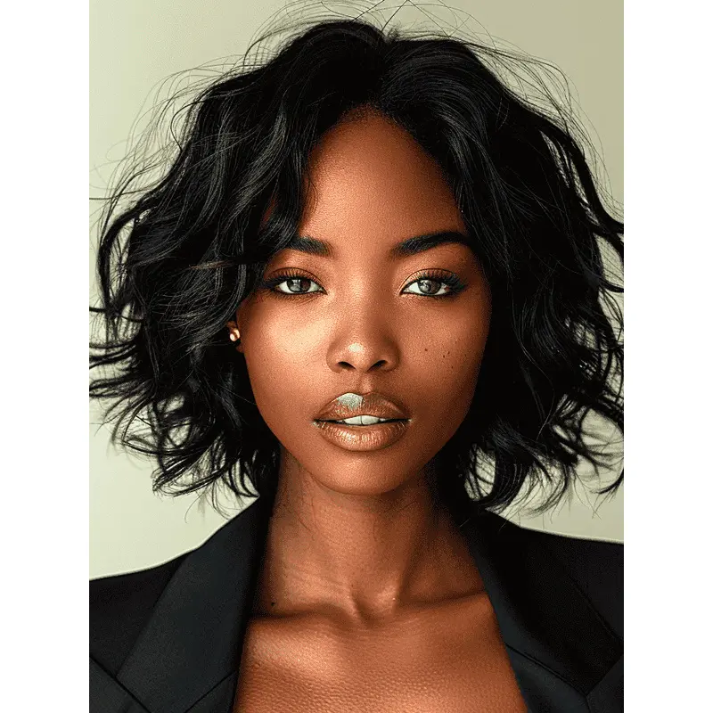 African American Wigs Human Hair 10" Lace Front Black Wigs