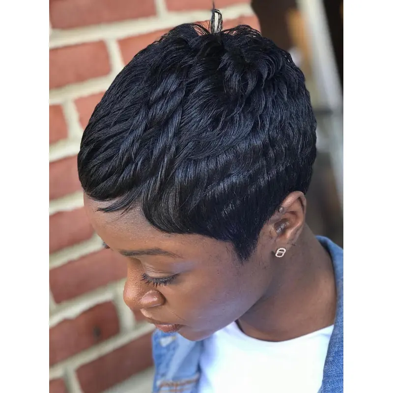 African American Wigs Human Hair 4" Lace Front Black Wigs