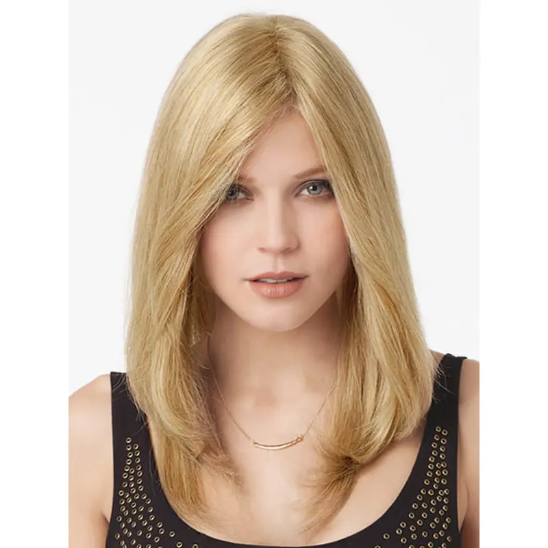Cool Blonde Straight Long Human Hair Lace Front Wigs