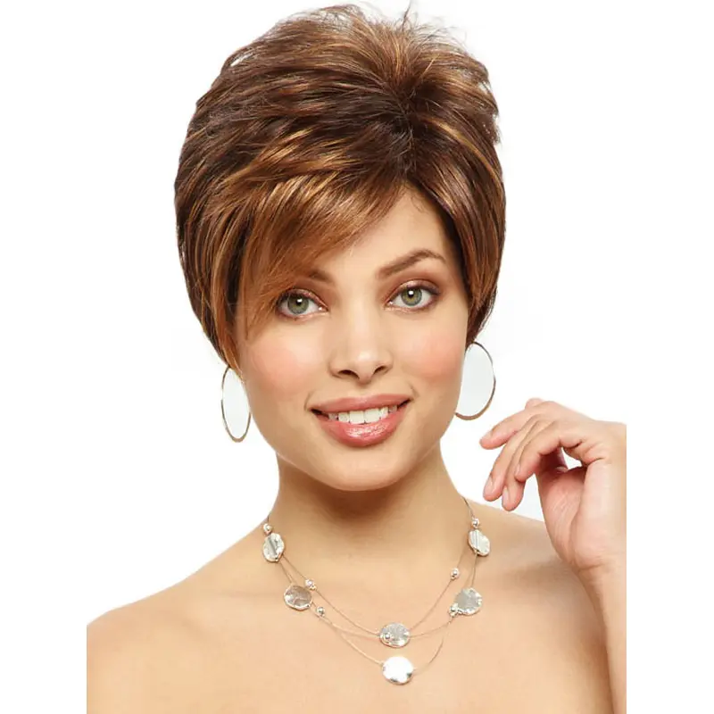 Easeful Auburn Straight Short Synthetic Wigs