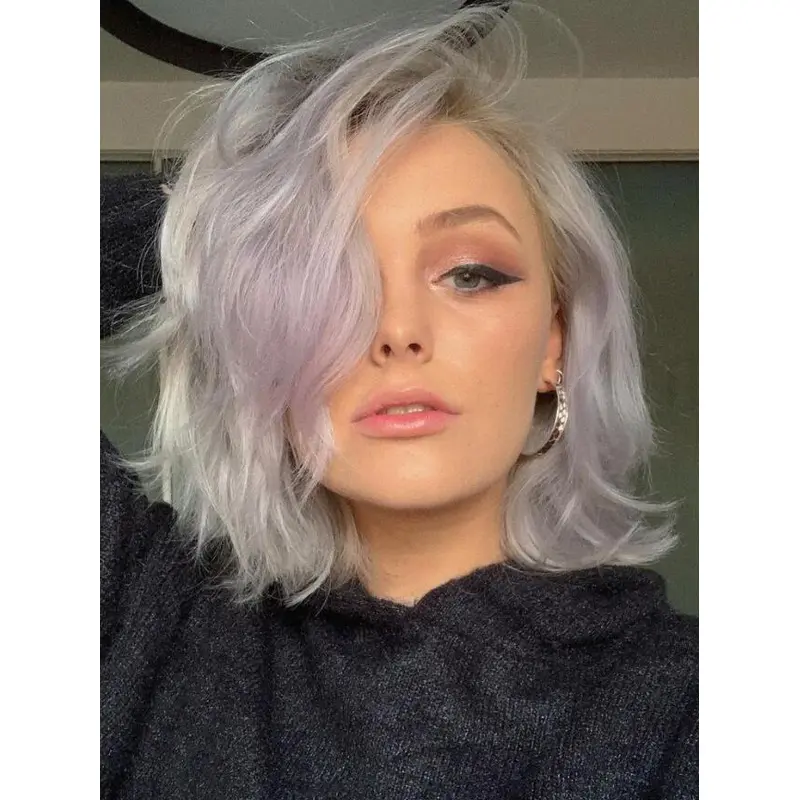 Medium Lace Front Wigs 12" Synthetic Bobs Ombre/2 Tone Straight Wigs