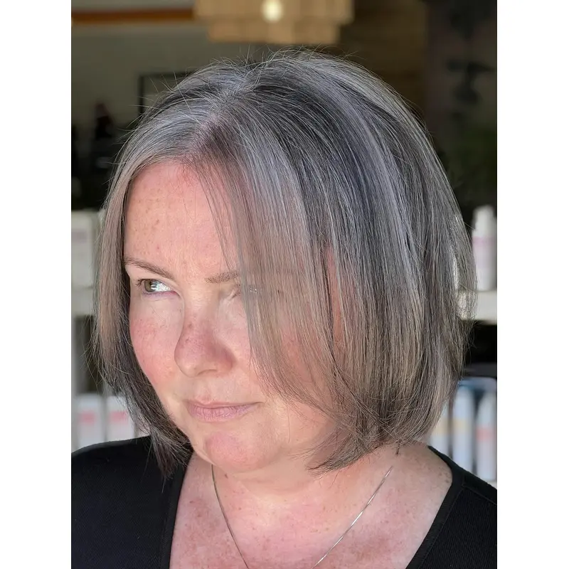 Real Hair Grey Wigs 10" Chin Length Straight Lace Front Wigs