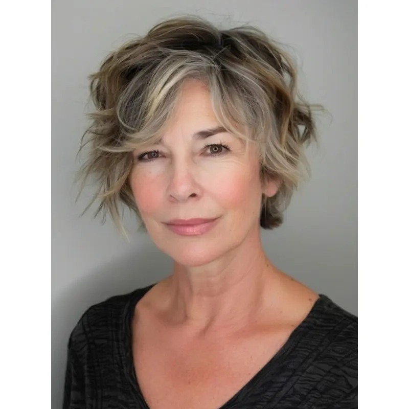 Short Grey Bob Wigs 6" Wavy Layered Lace Front Wigs