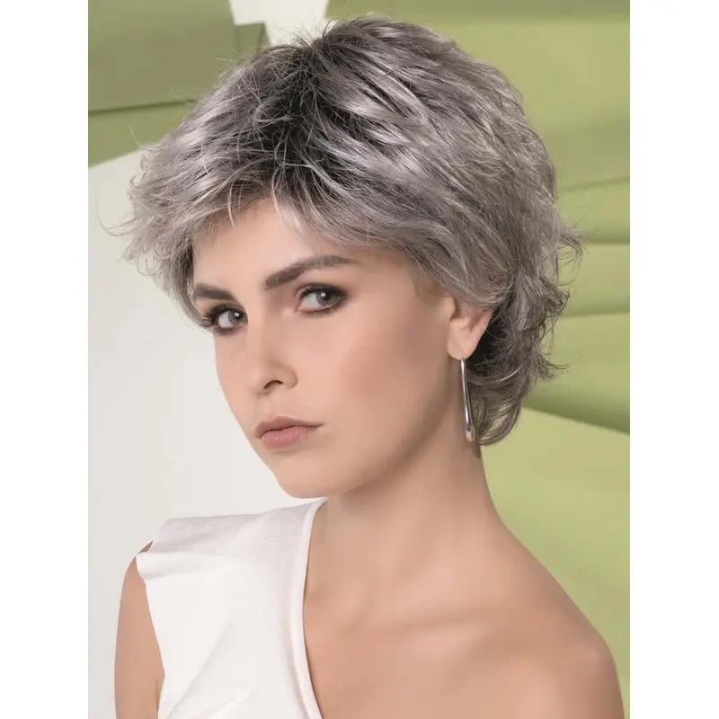Synthetic Grey Wavy Monofilament Discount Short Grey Wig