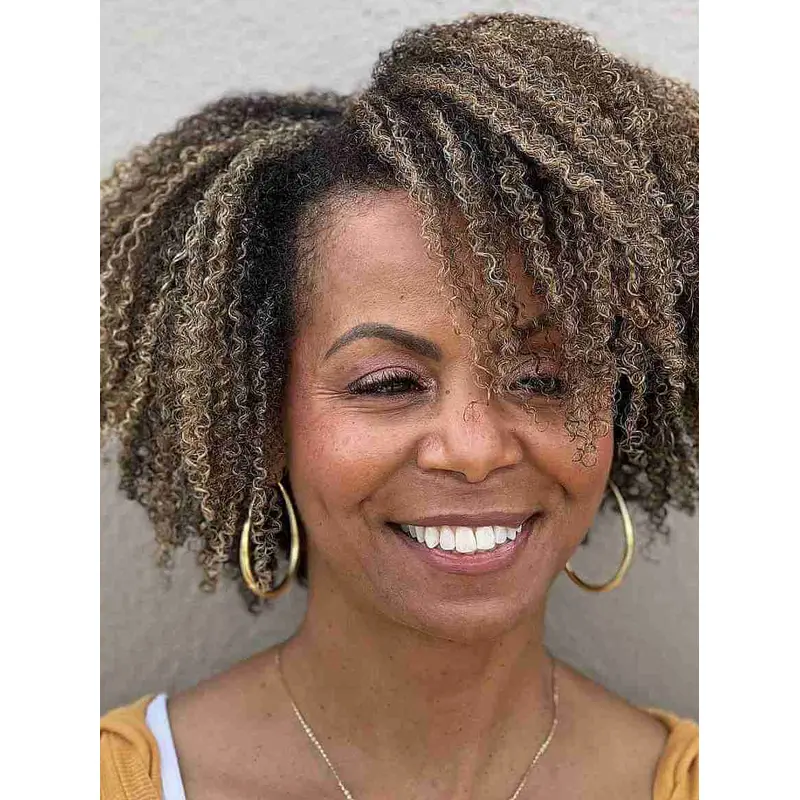 African American Lace Wigs Chin Length Kinky 10" Without Bangs Wigs