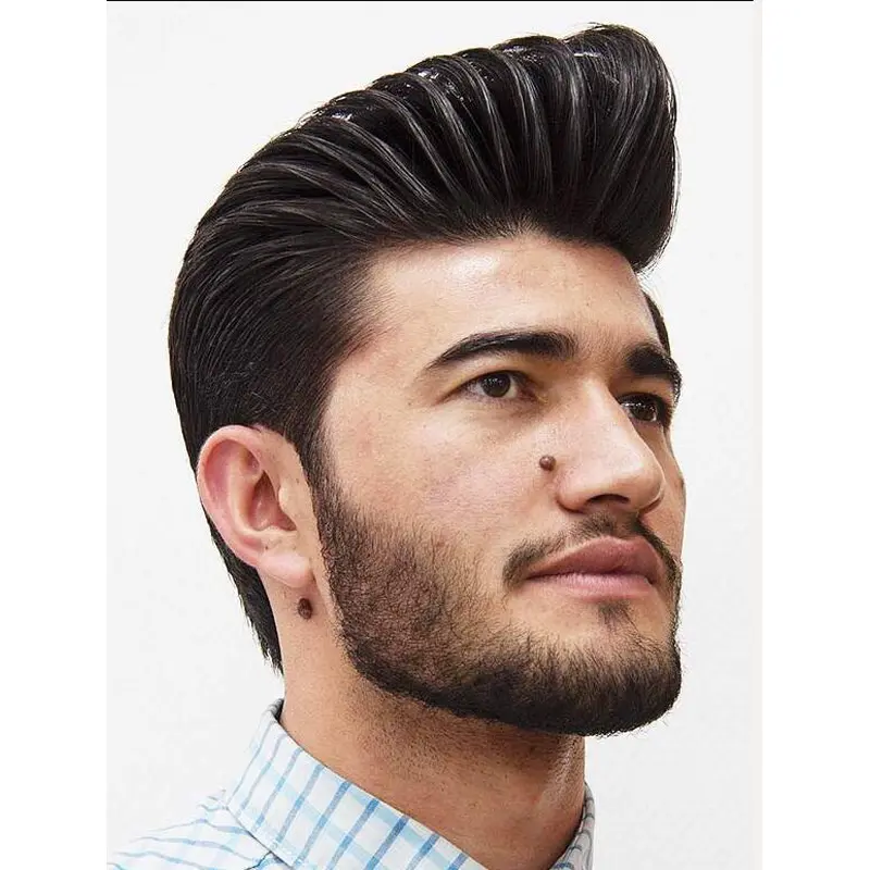 Cropped Straight Capless Synthetic Black Perfect Pompadour Wigs