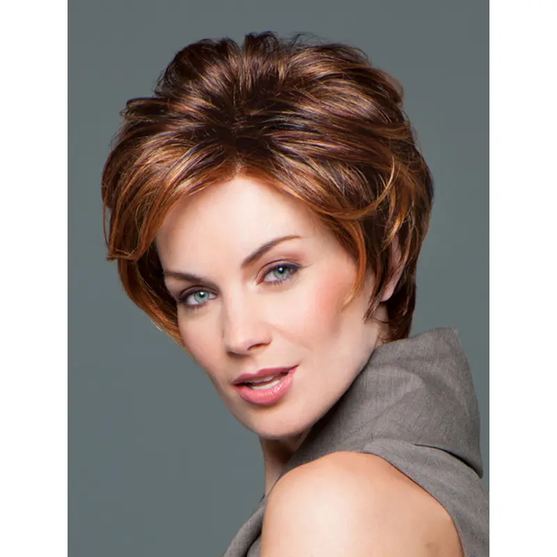 Graceful Auburn Wavy Chin Length Wigs