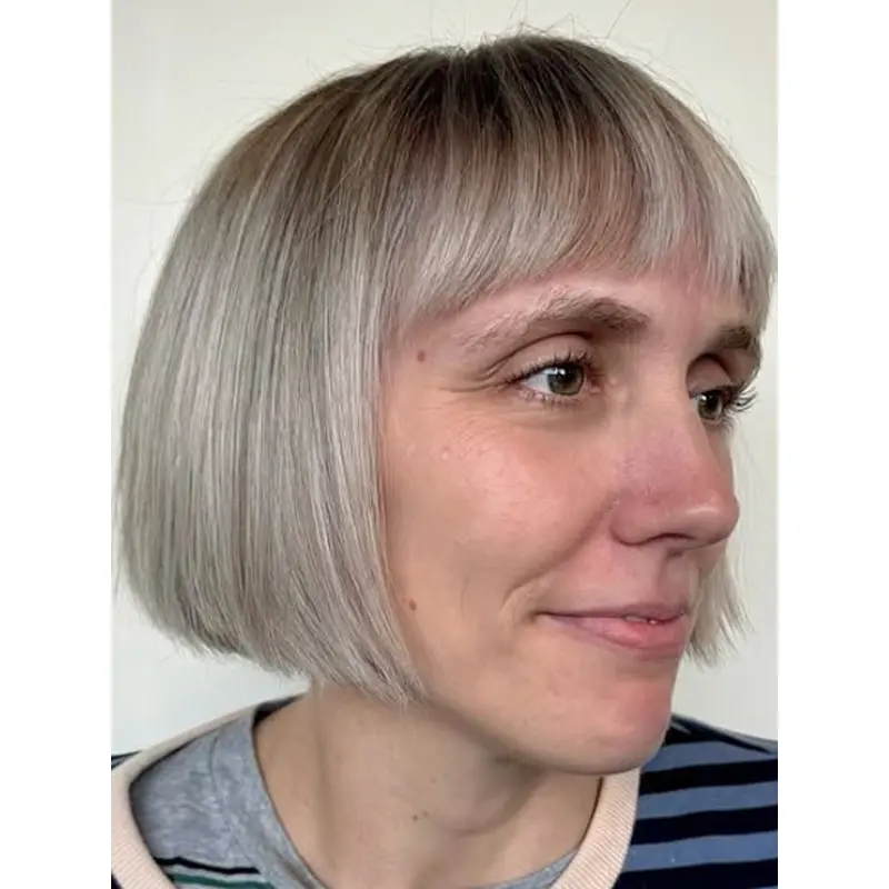 Grey Pixie Wigs Straight Synthetic Lace Front Bobs 8" Short Wigs