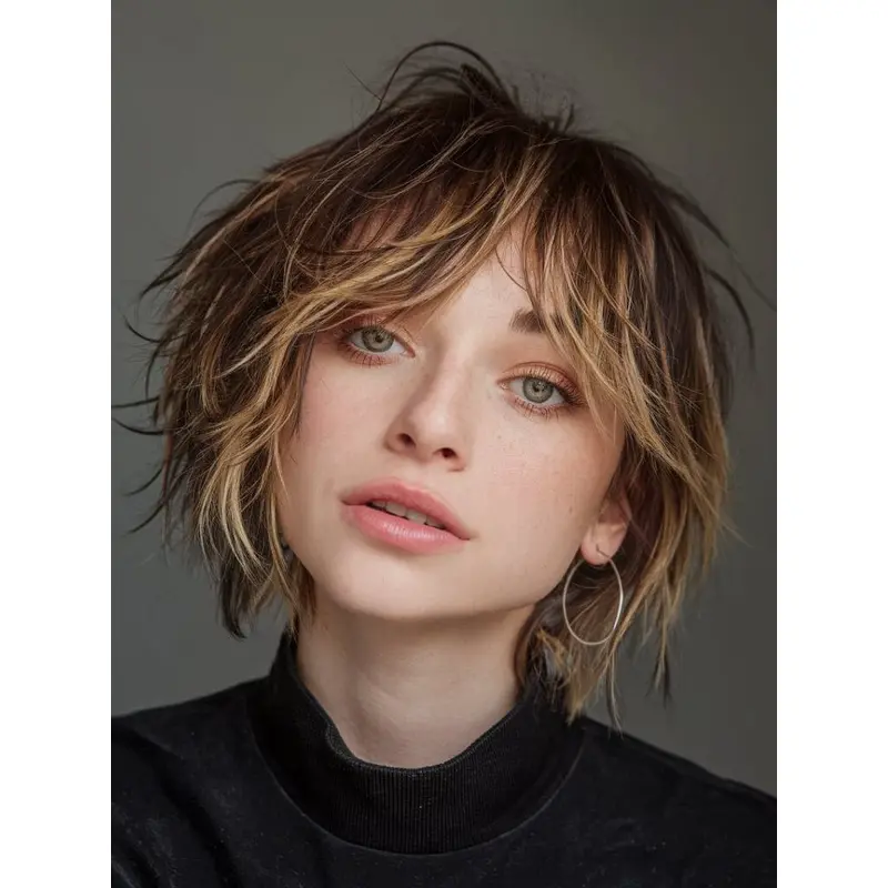 Short Bob Wigs For Women 8" Monofilament Layered Synthetic Wigs