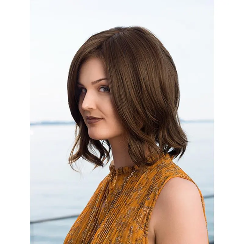 Straight 12" Monofilament Brown Bobs Synthetic Medium Wigs