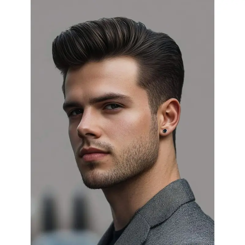 Lace Fronts Wig For Men Boycuts Synthetic Black Straight Wigs