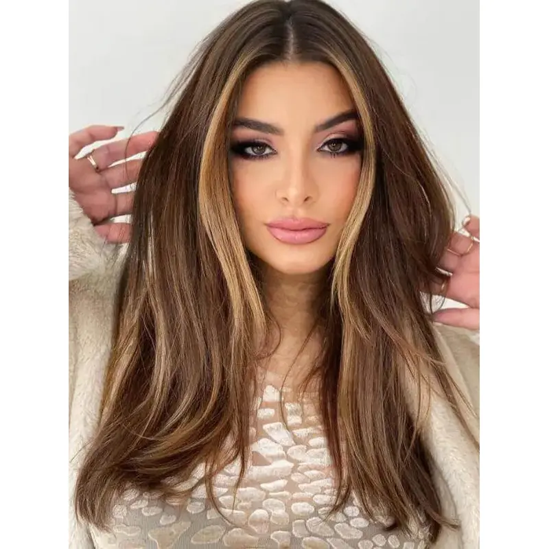 Long Natural Hair Wigs 20" Lace Front Layered Wigs