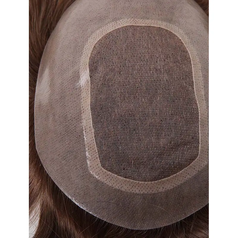 Single Knotted French Lace Top Thin Clear Poly Man Toupees