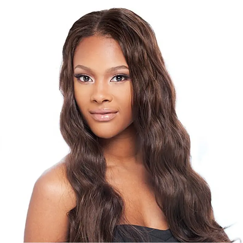Soft Auburn Wavy Long African American Wigs