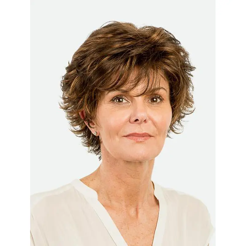 Straight Brown Monofilament Synthetic Layered 8" Short Wigs