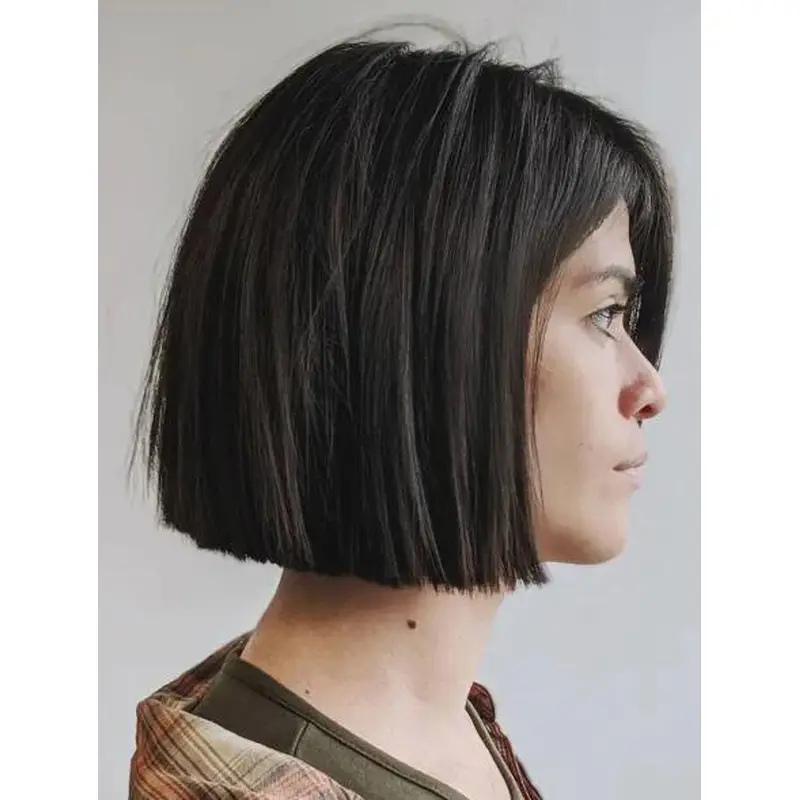 Wigs For Cancer Patients Straight Synthetic Lace Front Black Blunt Bob Wigs