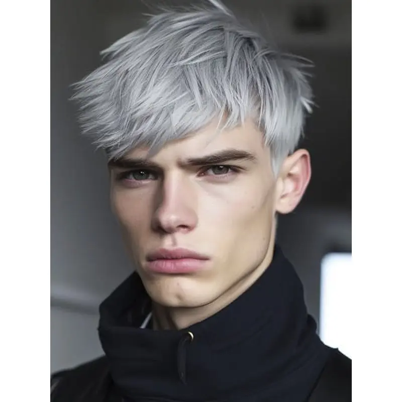 Wigs For Older Men Cropped Synthetic 4" With Bangs Wigs