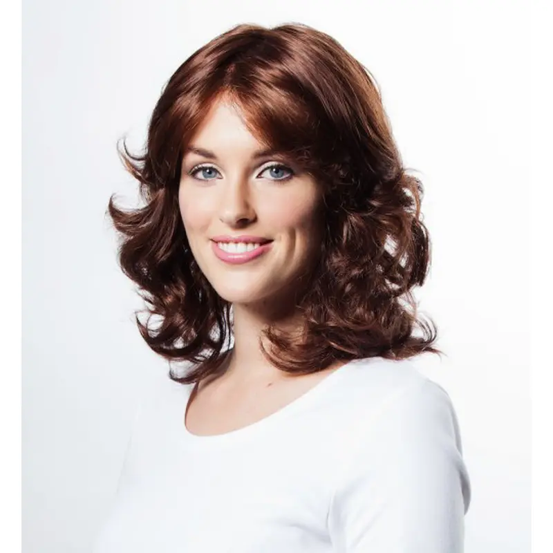 Gentle Auburn Wavy Shoulder Length Wigs