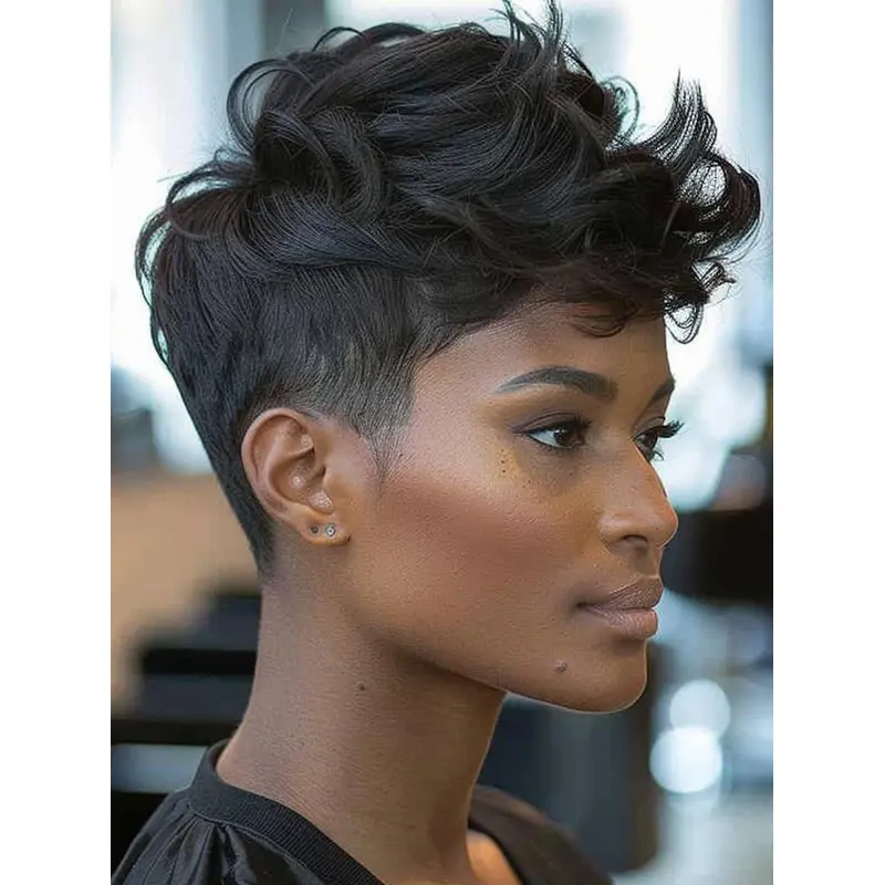 Human Hair Wigs African American Black Curly 4" Wigs