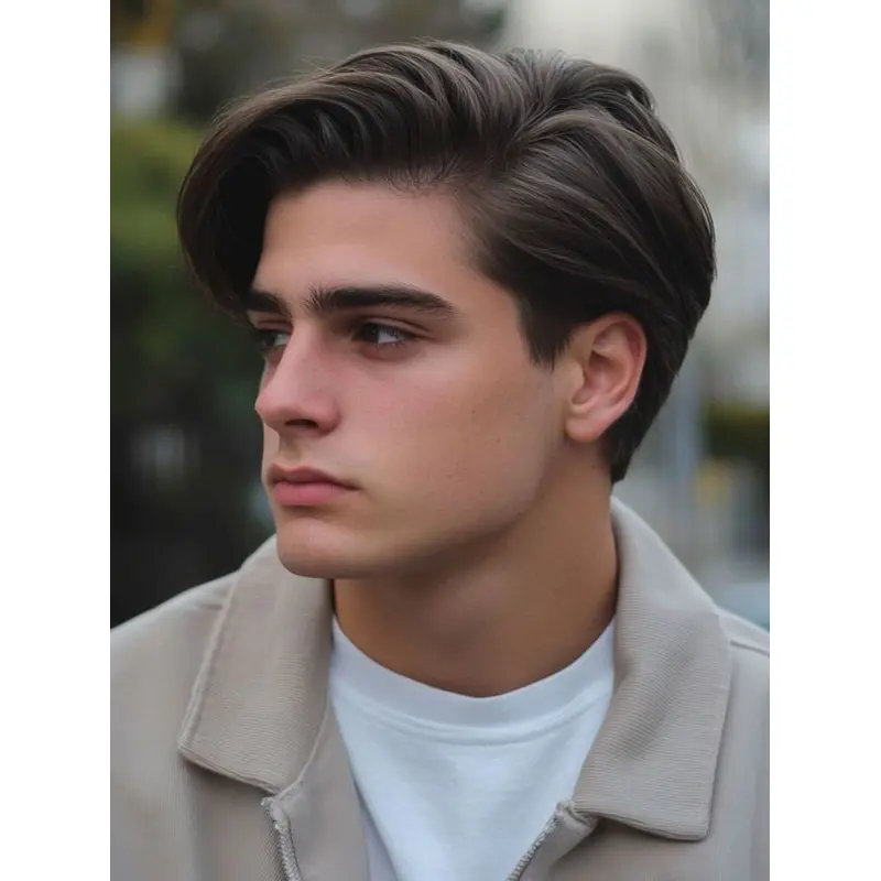 Human Hair Wigs For Mens Black Wavy Short Monofilament Wigs