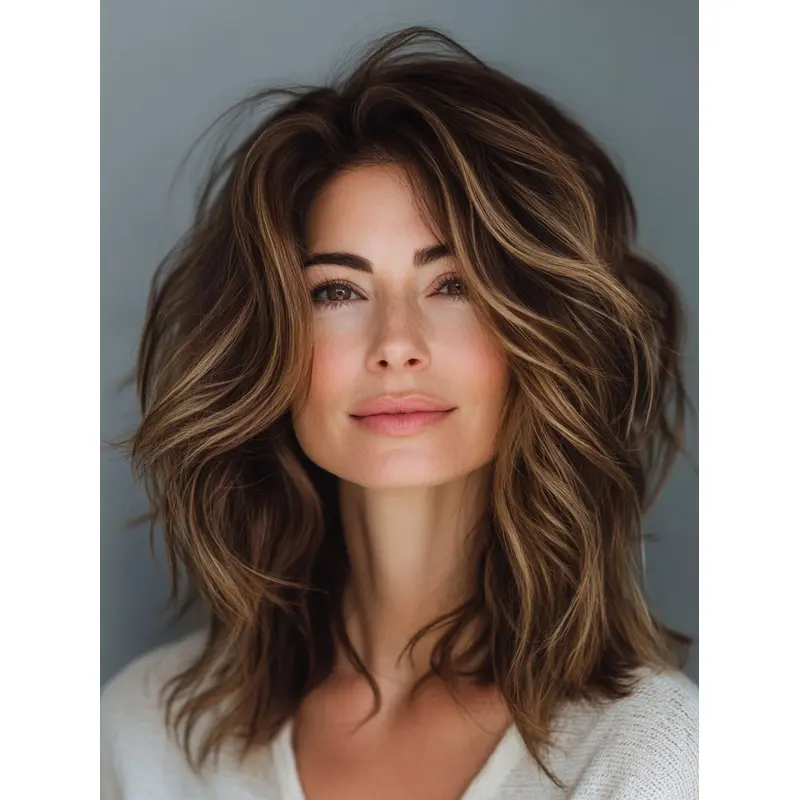 Medium Length Wavy Wig Monofilament Without Bangs Ombre/2 Tone 14" Synthetic Wigs