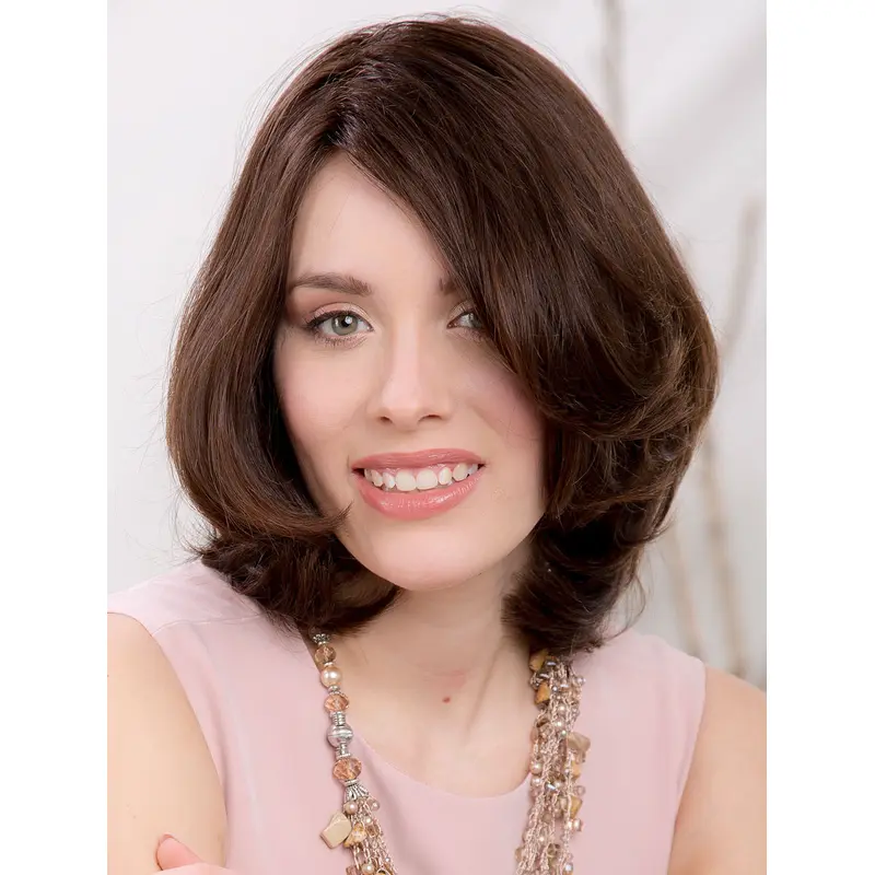 Monofilament 12" Trendy Brown Bobs Human Hair Wigs