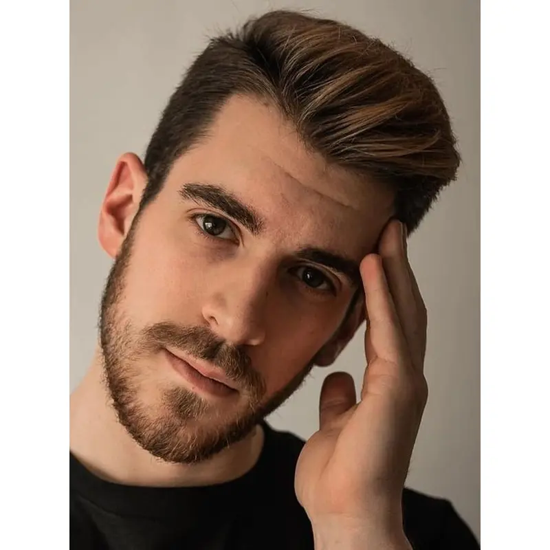 Short Hair Mens Wigs Remy Human Hair Boycuts Ombre/2 Tone 4" Wigs